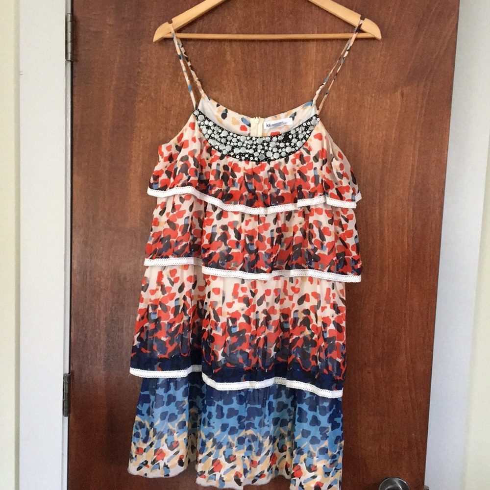 Kensie Summer Dress with Embellished Neck